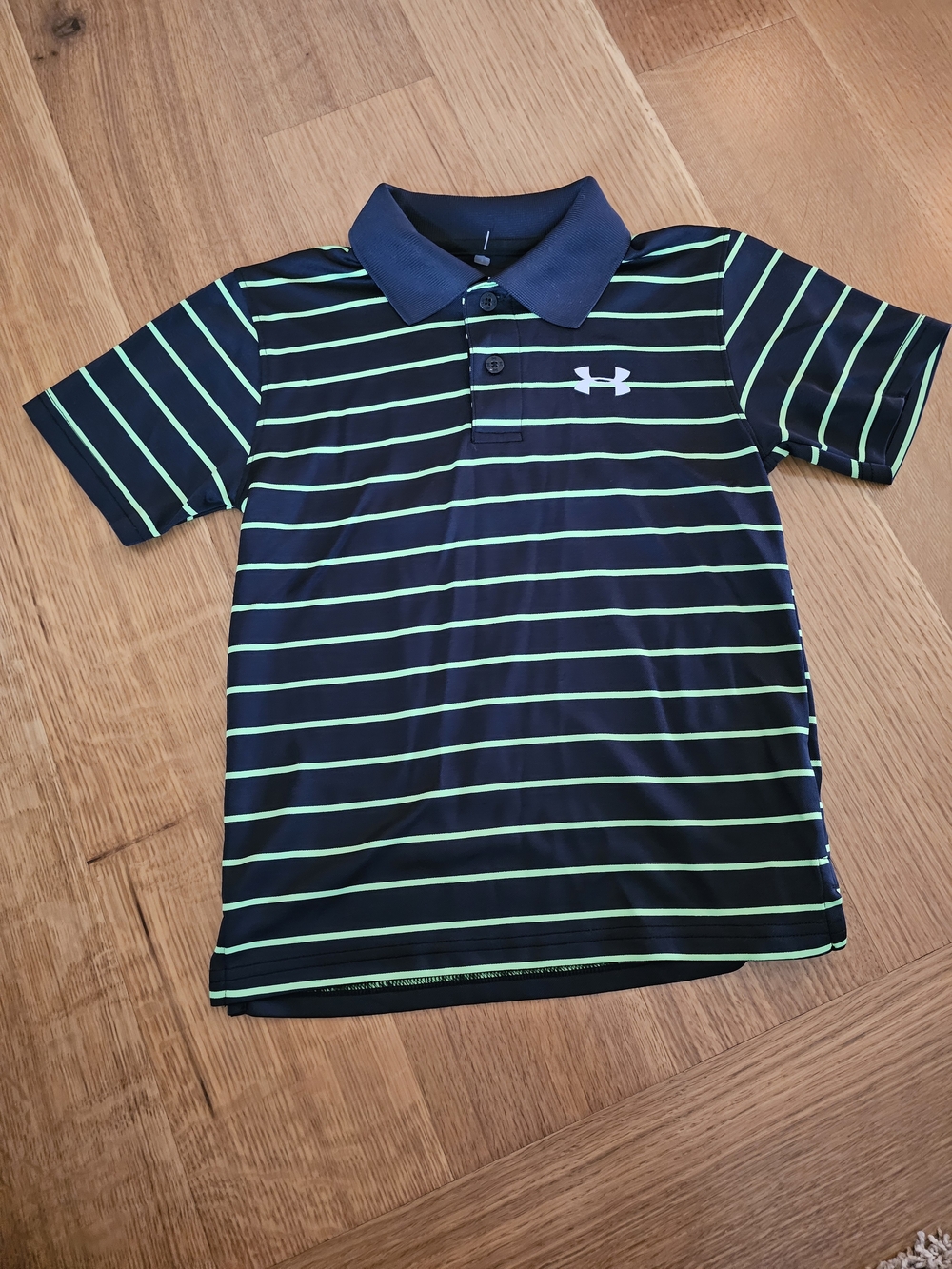 Under Armour Navy Polo with Green Stripes